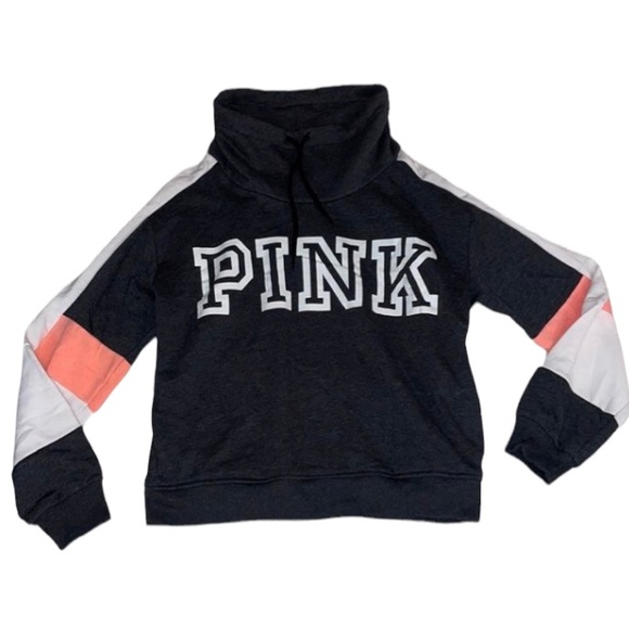 Pink Victoria’s Secret Colorblock Drawstring Turtle Neck Pullover Sweater Small - Picture 4 of 7